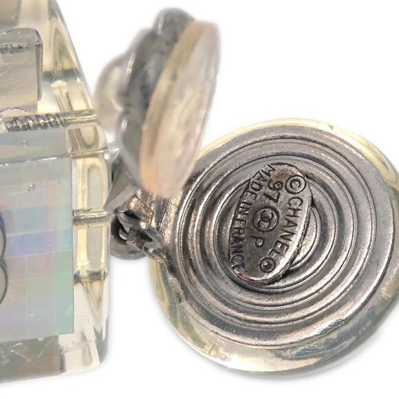 Chanel Dangle Cube Earrings Clip-On Clear 97P - Picture 4 of 4